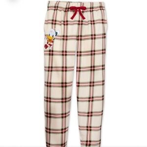 Disney Cream Plaid Pajama Pants with Cartoon Character